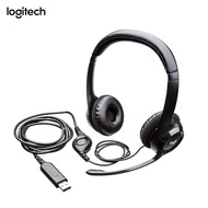 [Op009] Logitech H390 H340เมาส์แบบมีสายเดิมชุดหูฟังพร้อมไมโครโฟนพับได้2.33เมตร USB หูฟังมีสายสำนักงา