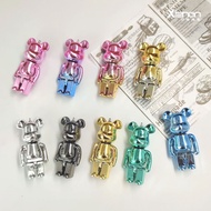 Color electroplating violent bear acrylic UV plated metal color bear pendant diy key chain accessories bag buckle Figure Block Bear Bearbrick Doll DIY Keychain Children Day gift