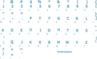 Online-Welcome Dvorak Simplified Keyboard Stickers Transparent Blue Letters
