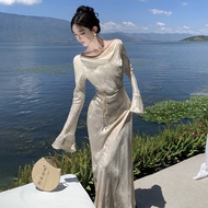 Dress Long Sleeve French Style 2025 Light Luxury New Style Hip Banquet Drape Skirt New Chinese Niche