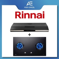 RINNAI RH-S3059-PBW 90CM BLACK SLIMLINE HOOD + RINNAI RB-92G 2 BURNER BUILT-IN GAS HOB