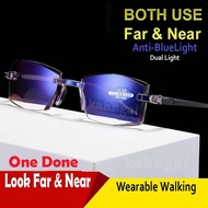 Dual Light for Near and Far Rimless Reading Glasses Anti-blue light Cermin Mata Baca Dwifokal 双光老花镜远