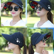 Korean Sun Hat UV Protection Simple Folding Flower Cap Beach For Women Print Sun Summer Visor K9E6