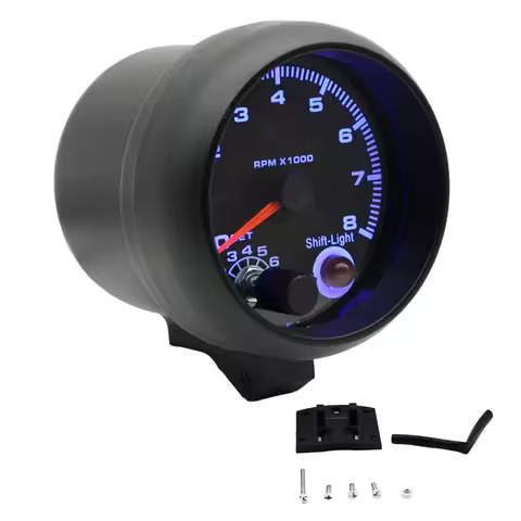 12V Car Tachometer with Light and Red Needle Suitable for 4 6 8 Cylinder Engine Vehicle Dashboard In