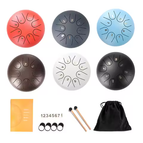 Steel Tongue Drum Percussion Instrument 6 Inches 8 Notes Handpan Drum Musical Gifts for Drummer Begi