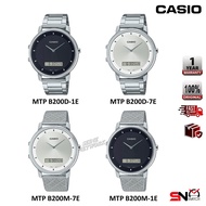 Casio MTP-B200D MTP-B200M Minimal Design Quartz Analog Silver Stainless Steel Band Jam Tangan Lelaki