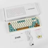 Zifriend ZA68 Mechanical Keyboard 68ปุ่ม คีย์บอร์ดเกมมิ่ง คีย์บอร์ดไร้สาย ไฟRGB23โหมด สีเหลืองอมเทา