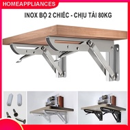 [2 CAI INOX] Giá Đỡ Bản Lề Gập Thông Minh Ke Gập Đỡ Kệ Gắn Tường Bàn Gấp Gọn Treo Tường Chịu Lực Dài