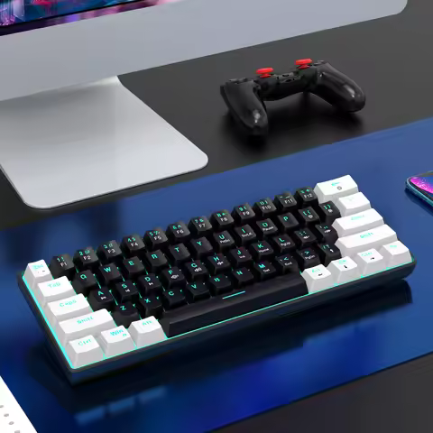 HXSJ 60% Wired Mechanical Keyboard, Mini Gaming Keyboard, 61Keys, Suitable for PC, Windows XP, Win 7