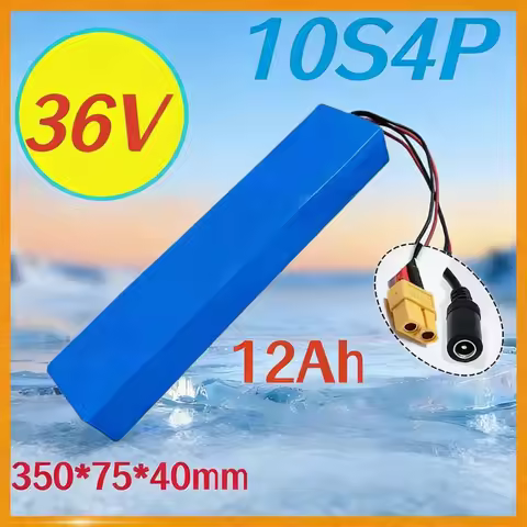 10S4P 36V 12000mAh 18650 Lithium Battery Pack 42V Charging Built-in BMS DC-XT60 Plug for 150W-700W U