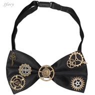 Jfory Men Gothic Tie Steampunk Gear Design Satin Adjustable Neckwear Cosplay Accessory for Halloween