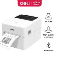 Deli Bluetooth Label Printer Thermal Printer Receipt Printer 203dpi Resolution 108mm 4.25inch Width White E750W