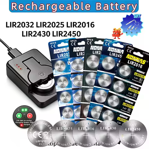 3.6V LIR2032 LIR2025 LIR2016 LIR2430 LIR2450 Rechargeable Lithium Button Battery CR2032 CR2025 CR201