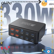 OLINI Fast Charger Charging Station, Black Multifunctional 330W GAN PD, Durable 330W Plastic Type C 