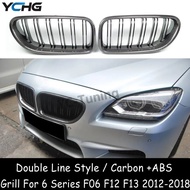 M6 F06 Double line ABS + Real Carbon Fiber Front Bumper Grille For BMW 6 Series F06 F12 F16 640i 650