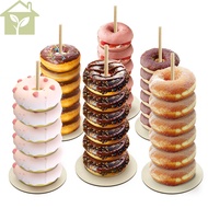 6 Pcs Donut Stand Holder for Dessert Table Wood Donut Holder Reusable Donut Display Stand Detachable