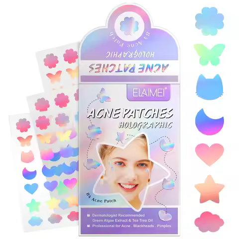 84pcs Colorful Hydrocolloid Pimple Patches Waterproof Face Cute Star Design Tea Tree Oil Invisible A