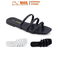 Women's sandals with 3 horizontal straps, super slim sole, 1.7cm high, MOL HM8 brand, hot trend (Sma