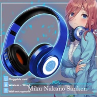 ชุดหูฟังบลูทูธไร้สายลายการ์ตูน Miku Nakano Sanken 2 in1