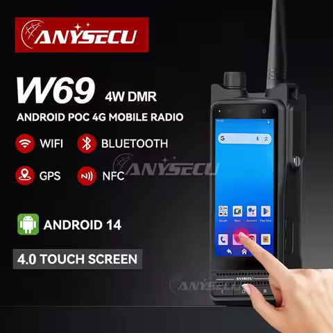 ANYSECU W69 Andriod 14 4G Network Radio With NFC WIFI GPS Work with ZELLO Real-ptt IP68 Waterproof V