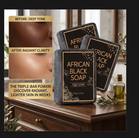 African Black Soap, Contains Shea Butter Oil, Moisturizing Cleansing Soap, Deep Cleansing, Hydrates 