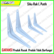 Siku Penyangga Rak Dekorasi Ruangan Putih Varian Size / Siku Rak Dinding Besi Buku L Braket Ambalan 