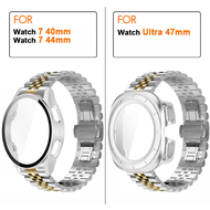 วัสดุ สแตนเลสสตีล สายนาฬิกา For Samsung Galaxy Watch 8 Classic 46mm Watch 8 7 40mm 44mm สาย PC เคส+T