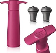 Vacu Vin Wine Saver Pump Pink with Vacuum Wine Stopper - Keep Your Wine Fresh for up to 10 Days - 1 Pump 2 Stoppers - Reusable - Made in the Netherlands