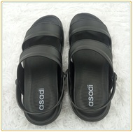 HSL Asadi 80378 Men Striped Rubber Hiking Sandal Shoes Adjustable Strap Size 40 - 45 Color Black Kas