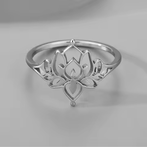 Chandler Lotus Ring Oxidized Lotus Ring Womens Lotus Jewelry Stainless Steel Valentine's Day Present