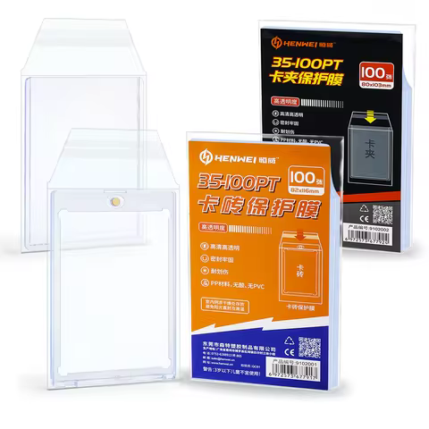 100PCS Clear Magnetic Card Holder Protective Film Hard Plastic Card Sleeves Film for 35PT-100PT Wate