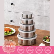 CP 5pcs Stainless Steel Food Container Cover Lunch Box 5 in 1 Fresh Box Set With Lid Storage Tank Ta