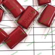 grosir kapasitor mylar merah 104j630v 104j 630v 104 100n 100nf 100 nf
