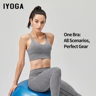Sport Bra Wanita with Removable Pads - Speckled Gray, Quick Dry & Anti Goyang | for Yoga, Running & 