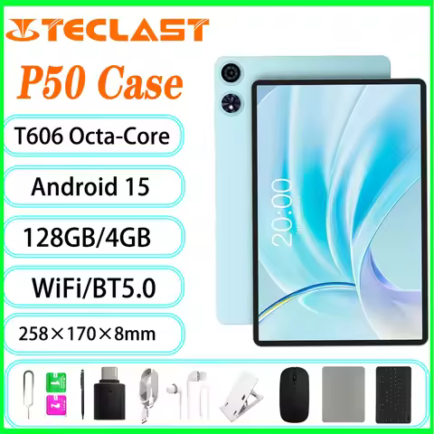 Teclast P50 Case Tablet 11-inch Display Android 15 1280x800 Unisoc T606 Octa-Core CPU 4GB RAM 128GB 