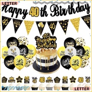 LETTER Birthday Balloons Set Home Accessories Happy Birthday Gold Black 30th 40th 50th 60th Banner