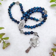 Catholic Saint Benedict Rosary Blue Tiger Eye St Benedict Medals St Benedict Crucifix Baptism Confir