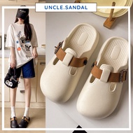 [READY STOCK🇲🇾] Women's PVC Brken Boston Round Toe Slip-On Buckle Slides Slipper Sandal | Kasut Seli