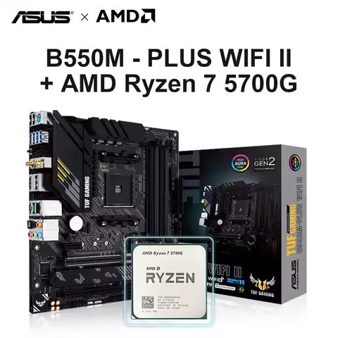 AMD Ryzen 7 5700G + ASUS TUF GAMING B550M-PLUS WIFI II New B550 AMD Gaming Motherboard Socket AM4 Wi