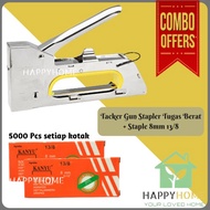 COMBO Heavy Duty Stapler Gun Tacker + 2 x 8mm 13/8 Staple Refill 5000pcs
