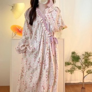 Factory Pajamas Women Spring Autumn Nightgown Women Tether Mid-Length Kimono Cartoon Ladies Cloud Co