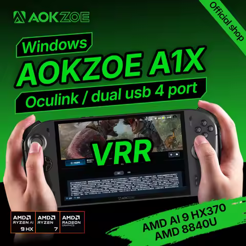 AOKZOE A1X 8" AMD Ryzen AI 9 HX 370 VRR Variable Refresh Rate Handheld Game Console Laptop Oculink P