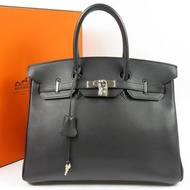 HERMES 狀況良好 Birkin 35 S 金屬零件手提包 多哥黑色 □C 刻字