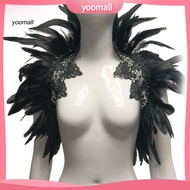 /YO/  Feather Scarf Performance Feather Stole Fake Feather Collar Shawl Hollow Lace Unisex Shoulder 