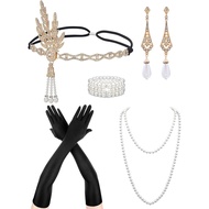 Roaring 20s Flapper Accessories, 5 Pcs Vintage 1920s Headpiece Set for Women 20's Outfits Halloween 