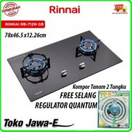 RINNAI RB 712NGB/Rinnai Kompor Gas Tanam 2 Tungku + QUANTUM Selang Gas