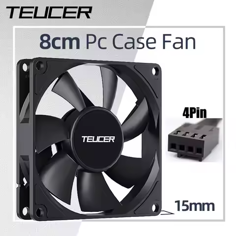 Teucer UT-8015 8CM Chassis Fan Slim 15mm Thinckness 12V/4Pin PWM Hydraulic Bearing 1200-3000rpm PC C