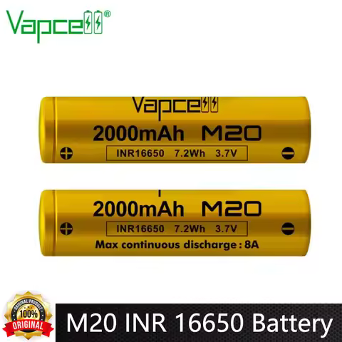 Original Vapcell M20 INR 16650 Battery 2000mAh 8A 3.7V Rechargeable Li ion Battery Lithium Batteries