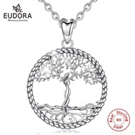 EUDORA 925 Sterling Silver Tree of Life Pendant Necklace Solid silver Tree Leaf & Goddess Necklace V