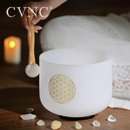 [HOT] 8 Inch 528 Hz Life Flower Design Crystal Singing Bowls Quartz Chakra For Sound Healing Instrum